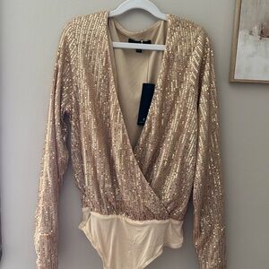 Lulu's Gold Sequin Bodysuit